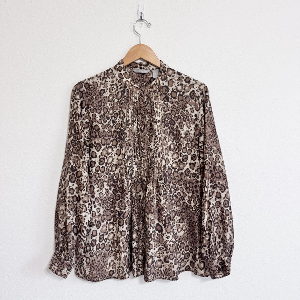 ✨Liz Claiborne✨Vintage 100% Silk Animal Print Blouse
